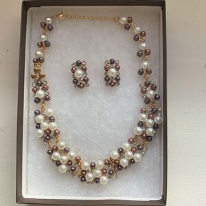 Pearl and stones statement n copacetic and earrings